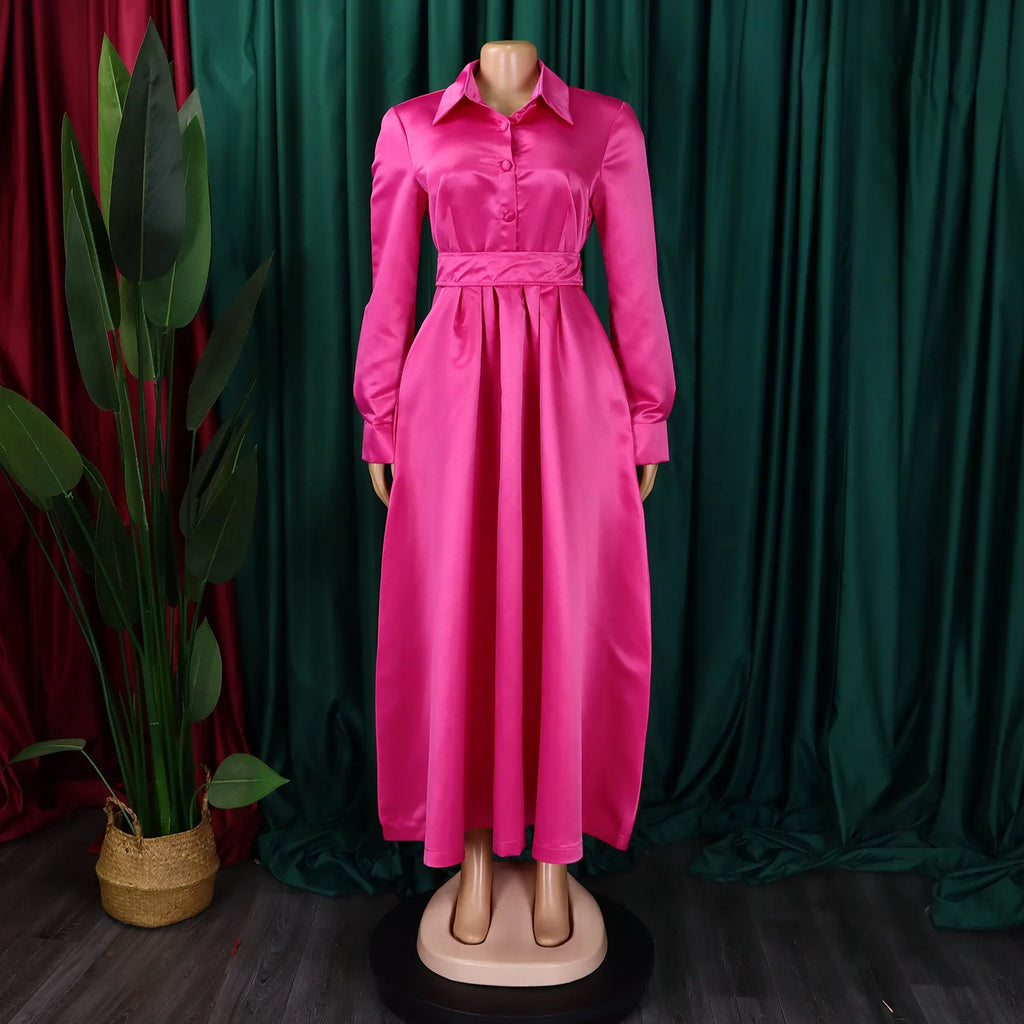Casual Solid Color A-Line Lady Dress