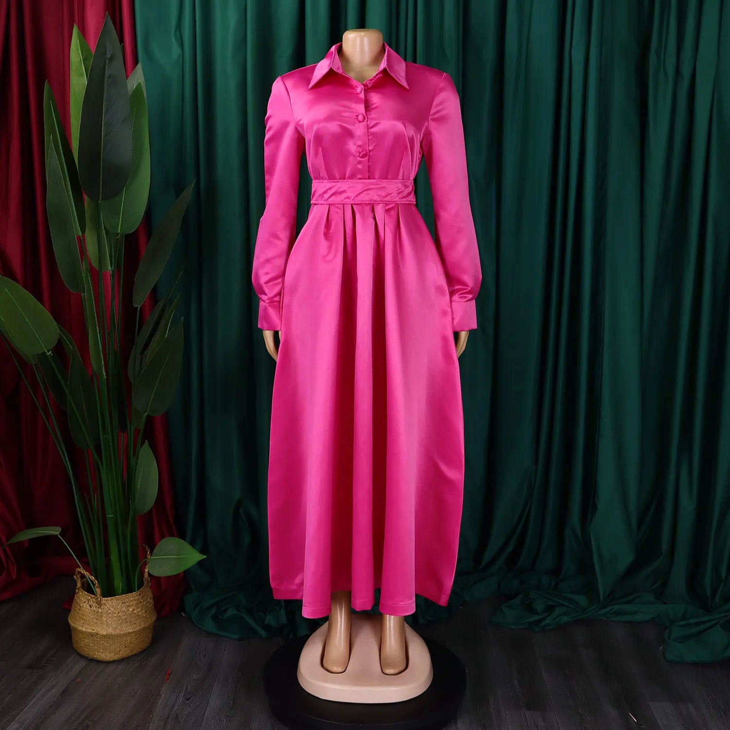 Casual Solid Color A-Line Lady Dress