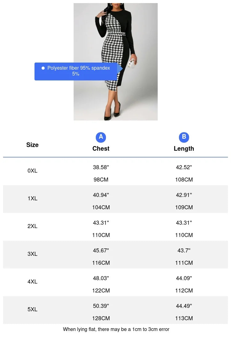 Plus Size Thousand-Bird Lattice Color Dress