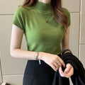 Half-High Neck T-Shirt Fashion Jumper Casual Tops