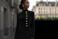 Formal Stand Collar Single-Breasted Suit Dress