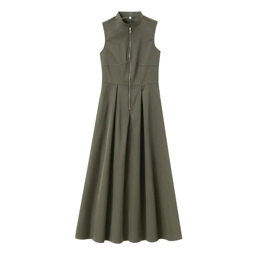 Zipper Sleeveless Long Bodycon Dress 3