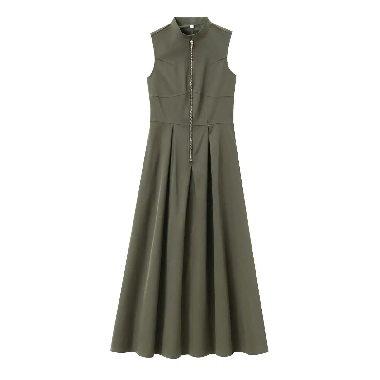 Zipper Sleeveless Long Bodycon Dress 3