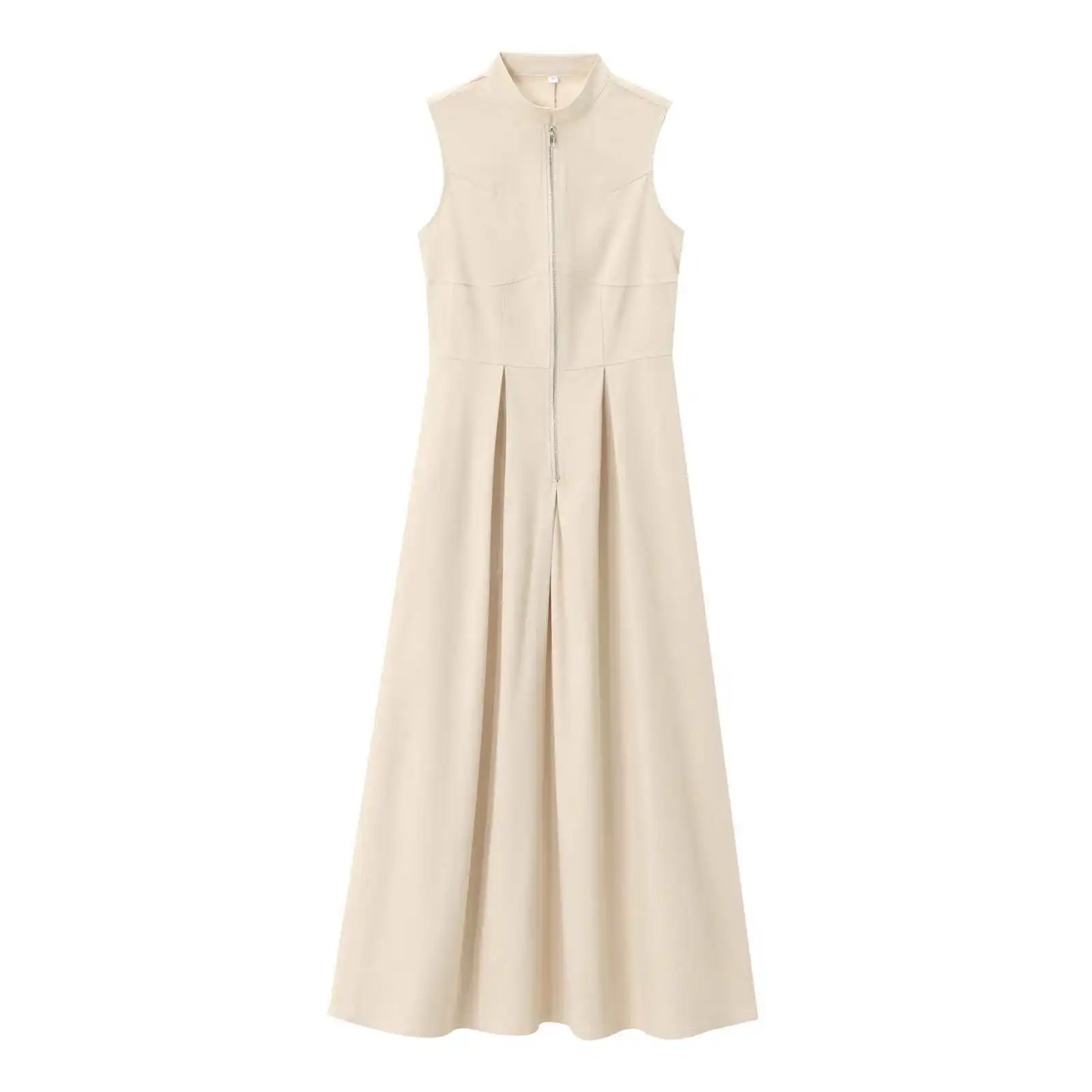 Zipper Sleeveless Long Bodycon Dress 3