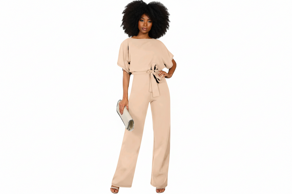Belted Jumpsuit Casual Wide-Leg Pants
