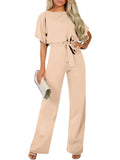 Belted Jumpsuit Casual Wide-Leg Pants