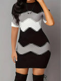 Plus Size Casual Block Striped Style Dress