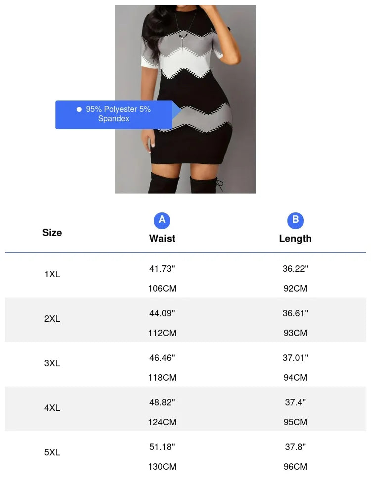 Plus Size Casual Block Striped Style Dress