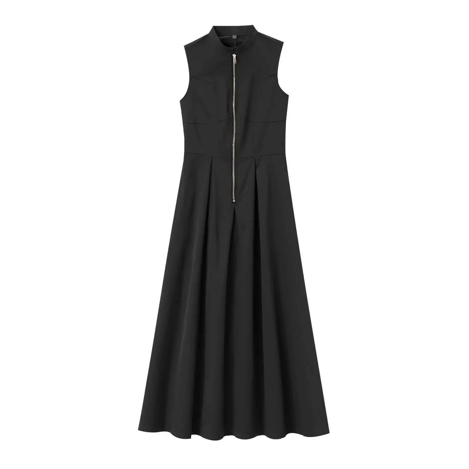 Zipper Sleeveless Long Bodycon Dress 3