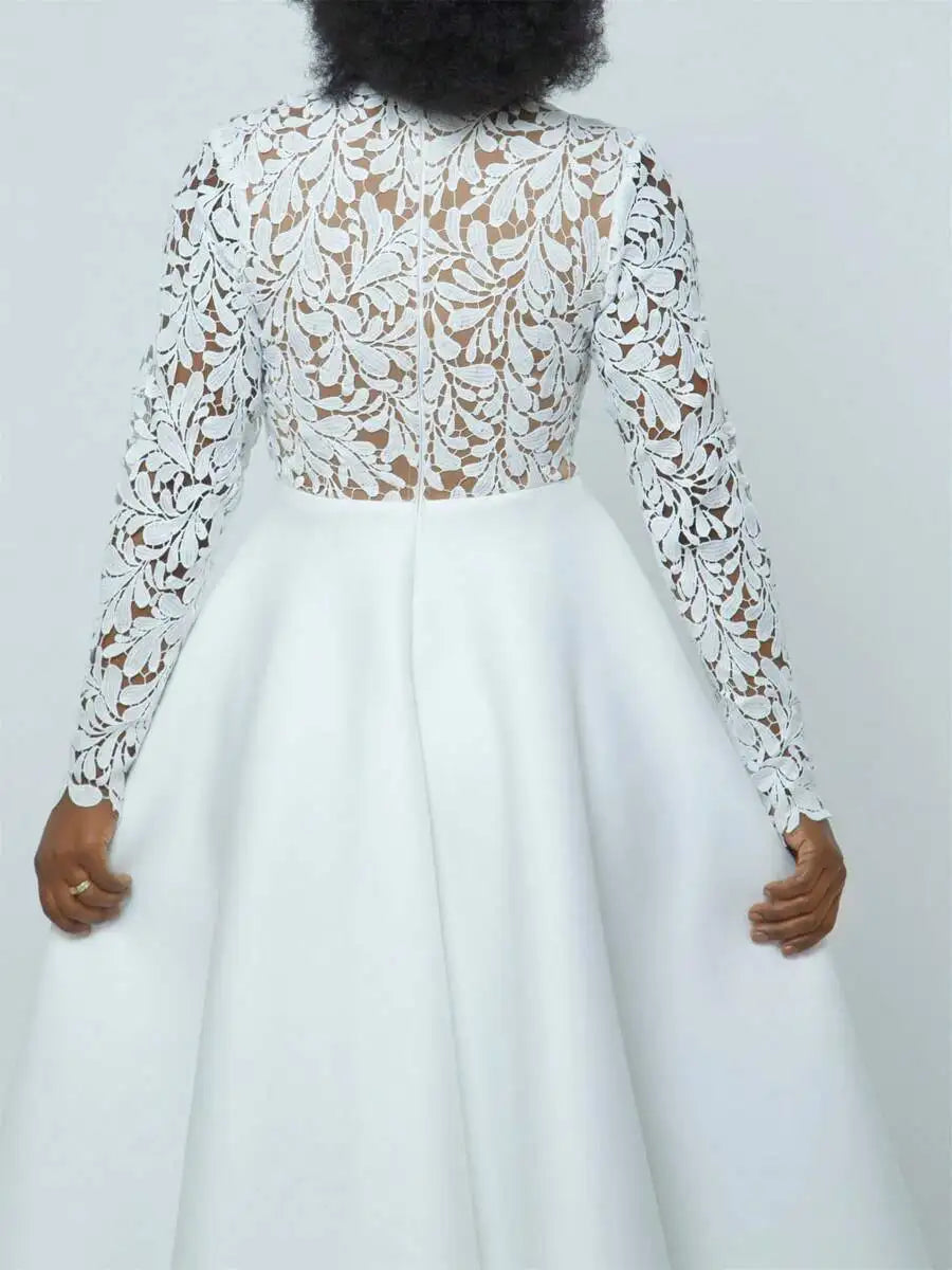 Lace Contrast Floral Fashion Dress