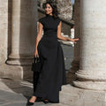 Classy Evening A-line Solid Color Sleeveless Dress