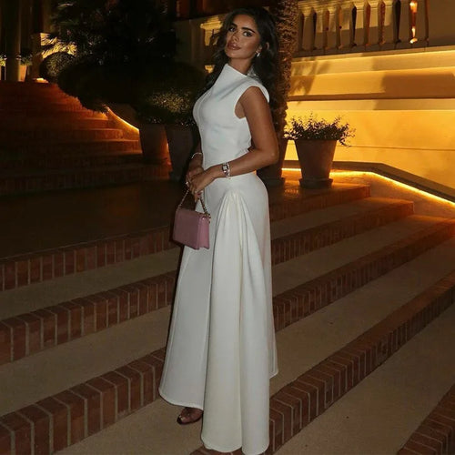 Classy Evening A-line Solid Color Sleeveless Dress